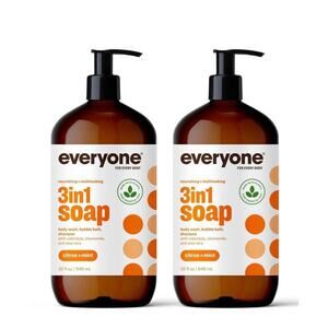 🔥Everyone 3-in-1 Soap, Body Wash, Bubble Bath, Shampoo, 32 Ounce (Pack of 2)🔥